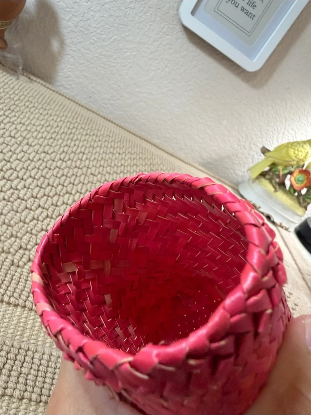 Handwoven Pink Woven Card Holder, Coin Purse or Pouch Tropical Handmade